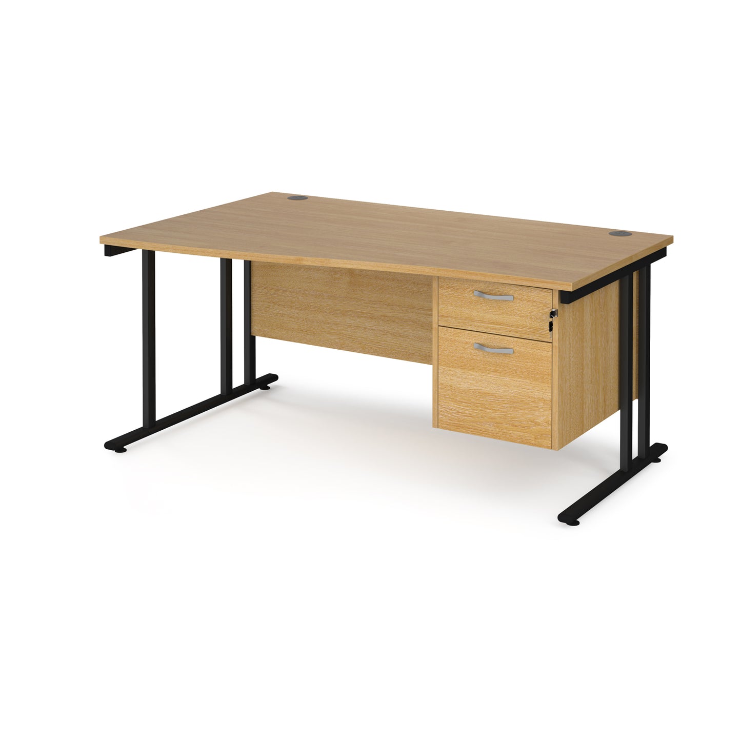 Maestro 25 cantilever left hand wave desk with 2 drawer ped - MC16WLP2KO