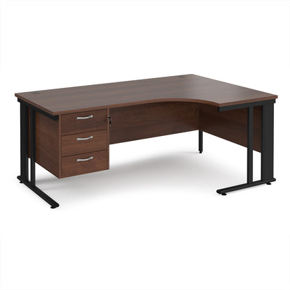 Maestro 25 cable managed right hand ergonomic desk with 3 drawer ped - MCM18ERP3KW
