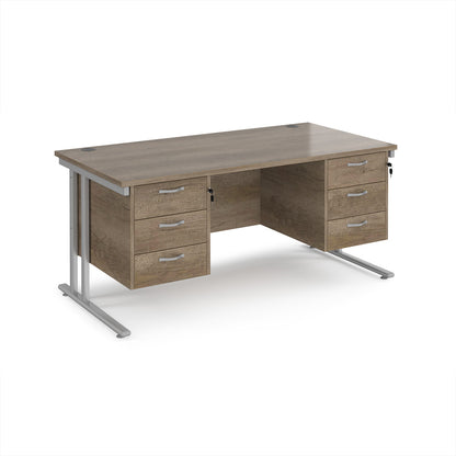 Maestro 25 cantilever 800mm deep desk with 2 x 3 drawer peds - MC16P33SNO