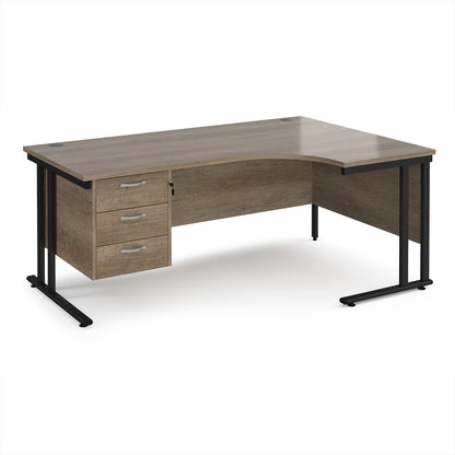 Maestro 25 cantilever right hand ergonomic desk with 3 drawer ped - MC18ERP3KNO