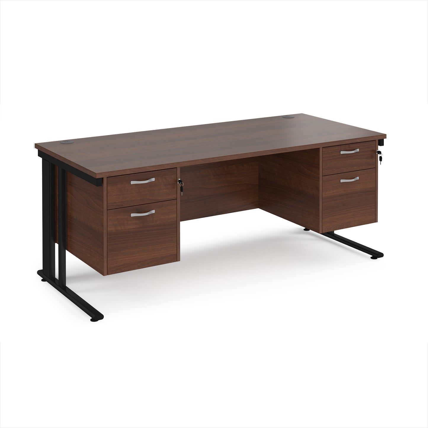 Maestro 25 cable managed 800mm deep desk with 2 x 2 drawer peds - MCM18P22KW