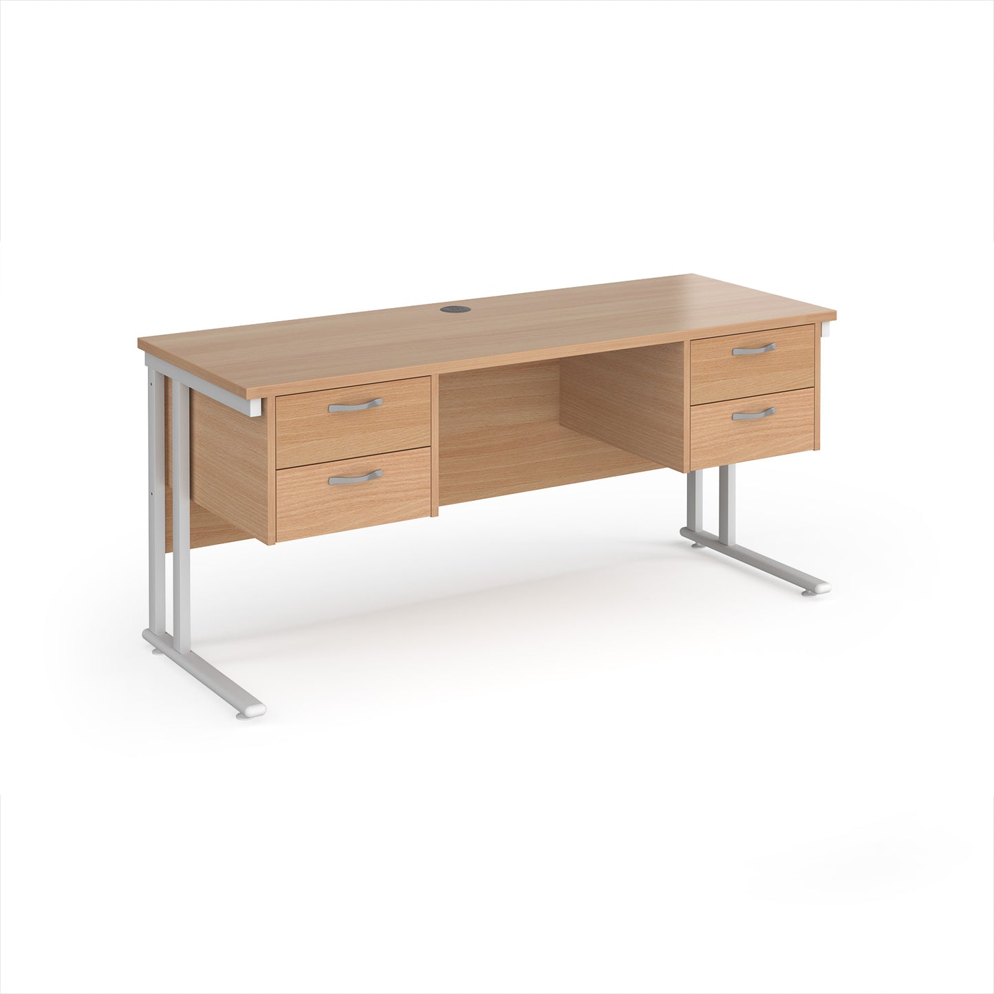 Maestro 25 cantilever 600mm deep desk with 2 x 2 drawer peds - MC616P22WHB