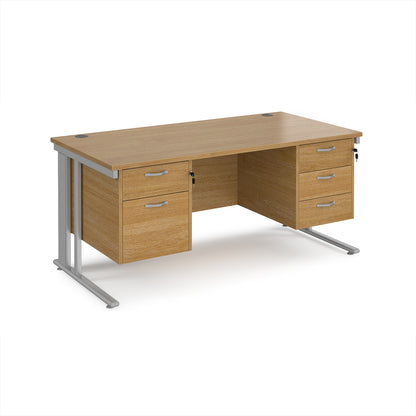 Maestro 25 cable managed 800mm deep desk with 2 & 3 drawer peds - MCM16P23SO