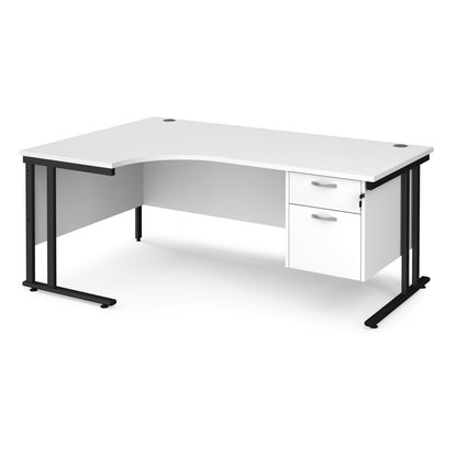 Maestro 25 cantilever left hand ergonomic desk with 2 drawer ped - MC18ELP2KWH