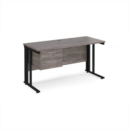 Maestro 25 cable managed 600mm deep desk with 2 drawer ped - MCM614P2KGO