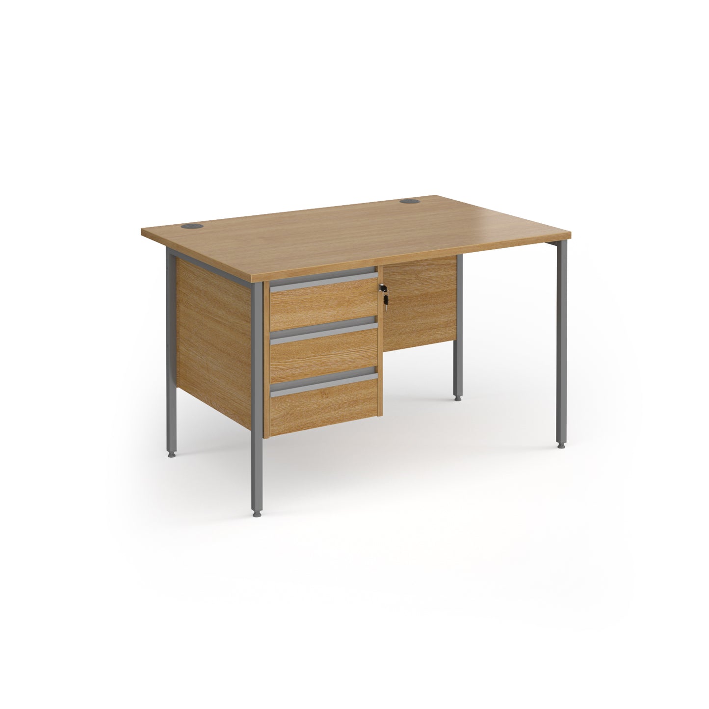 Contract 25 H-Frame straight desk with 3 drawer pedestal - CH12S3-G-O