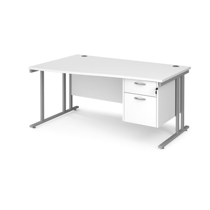 Maestro 25 cantilever left hand wave desk with 2 drawer ped - MC16WLP2SWH