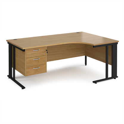 Maestro 25 cable managed right hand ergonomic desk with 3 drawer ped - MCM18ERP3KO