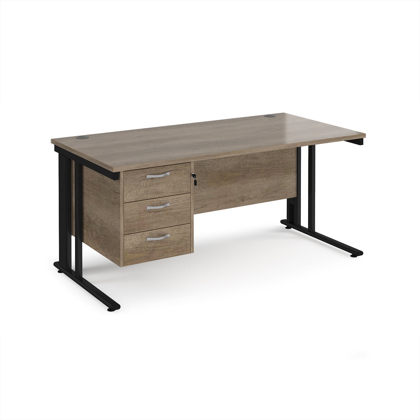 Maestro 25 cable managed 800mm deep desk with 3 drawer ped - MCM16P3KNO