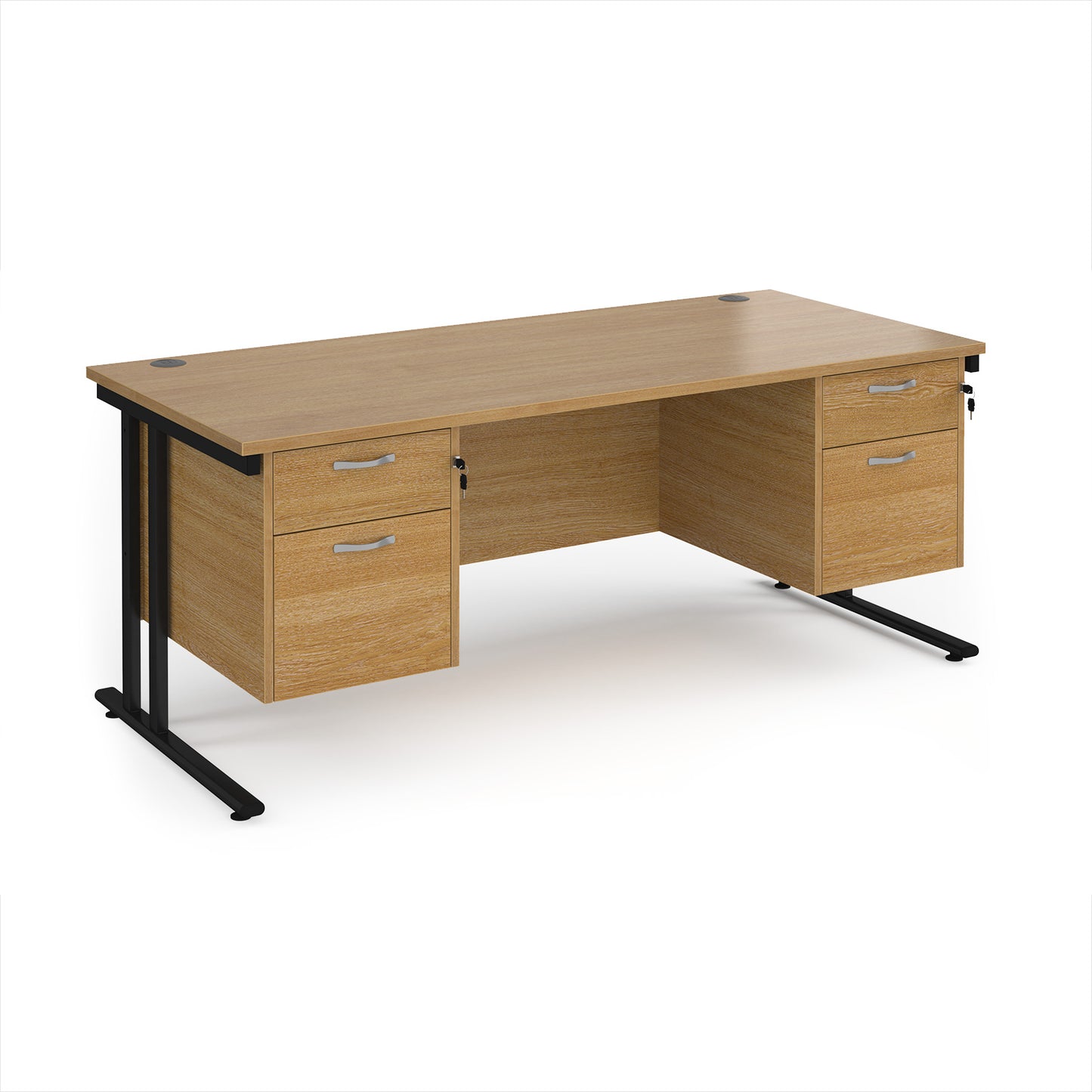 Maestro 25 cantilever 800mm deep desk with 2 x 2 drawer peds - MC18P22KO