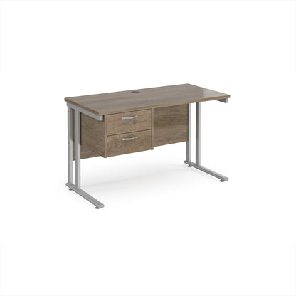 Maestro 25 cantilever 600mm deep desk with 2 drawer ped - MC612P2SNO