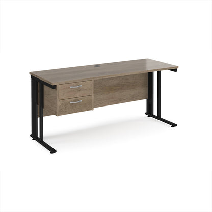 Maestro 25 cable managed 600mm deep desk with 2 drawer ped - MCM616P2KNO