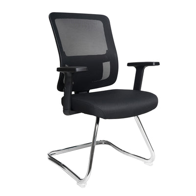 Medium Back Mesh Cantilever Chair with Fabric Seat, Height Adjustable Arms, Height Adjustable Back and independent Back Angle Adjustment
