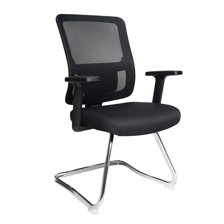 Medium Back Mesh Cantilever Chair with Fabric Seat, Height Adjustable Arms, Height Adjustable Back and independent Back Angle Adjustment