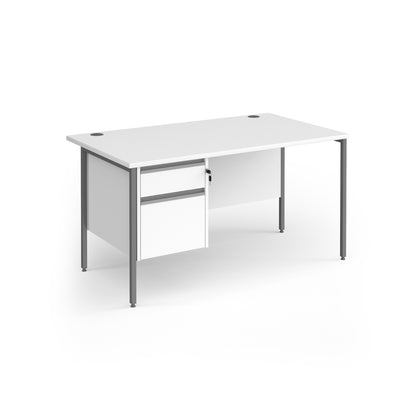 Contract 25 H-Frame straight desk with 2 drawer pedestal - CH14S2-G-WH