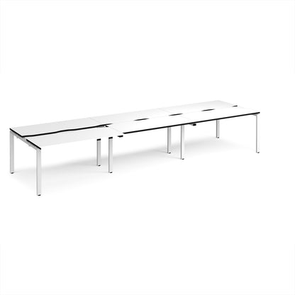 Adapt sliding top triple B2B desks 1200mm deep - STE4212-WH-WK