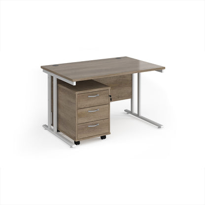Maestro 25 desk 800mm with 3 drawer pedestal - SBWH312NO