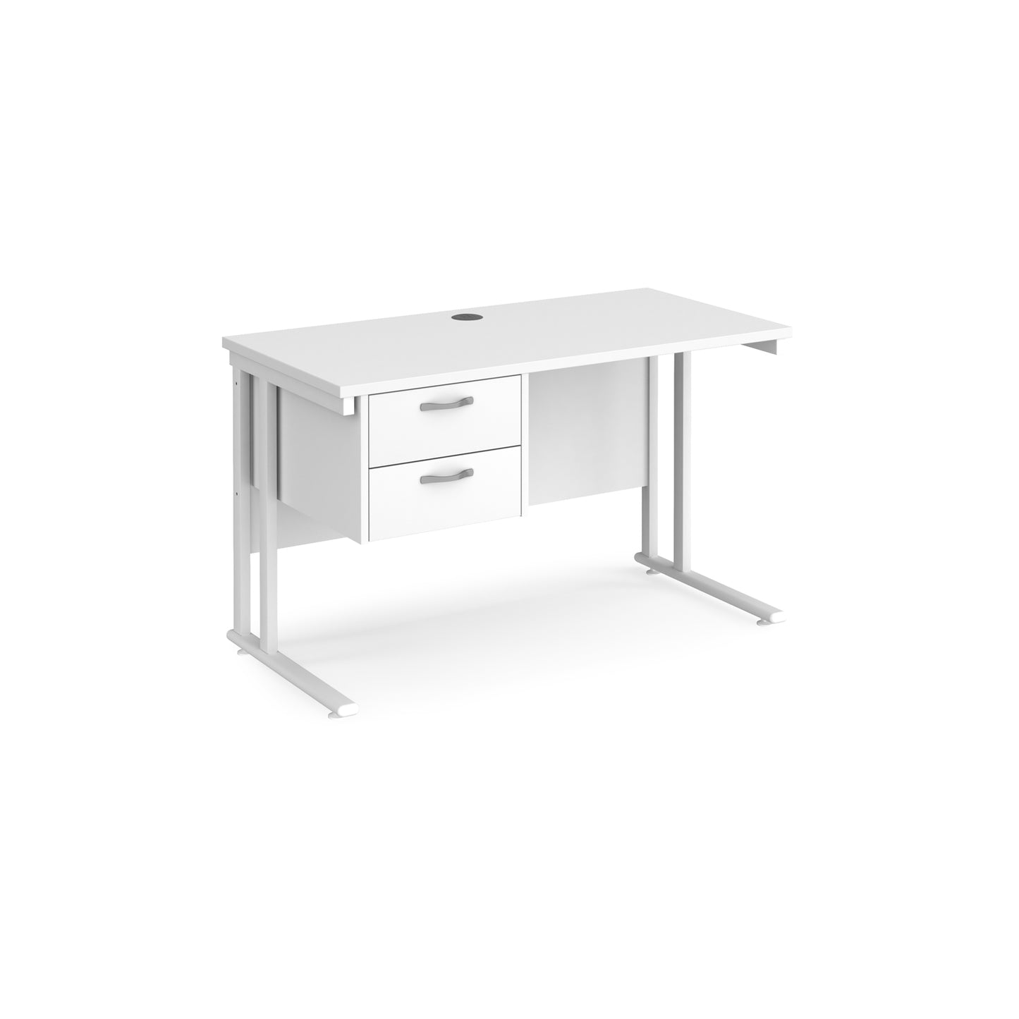 Maestro 25 cantilever 600mm deep desk with 2 drawer ped - MC612P2WHWH