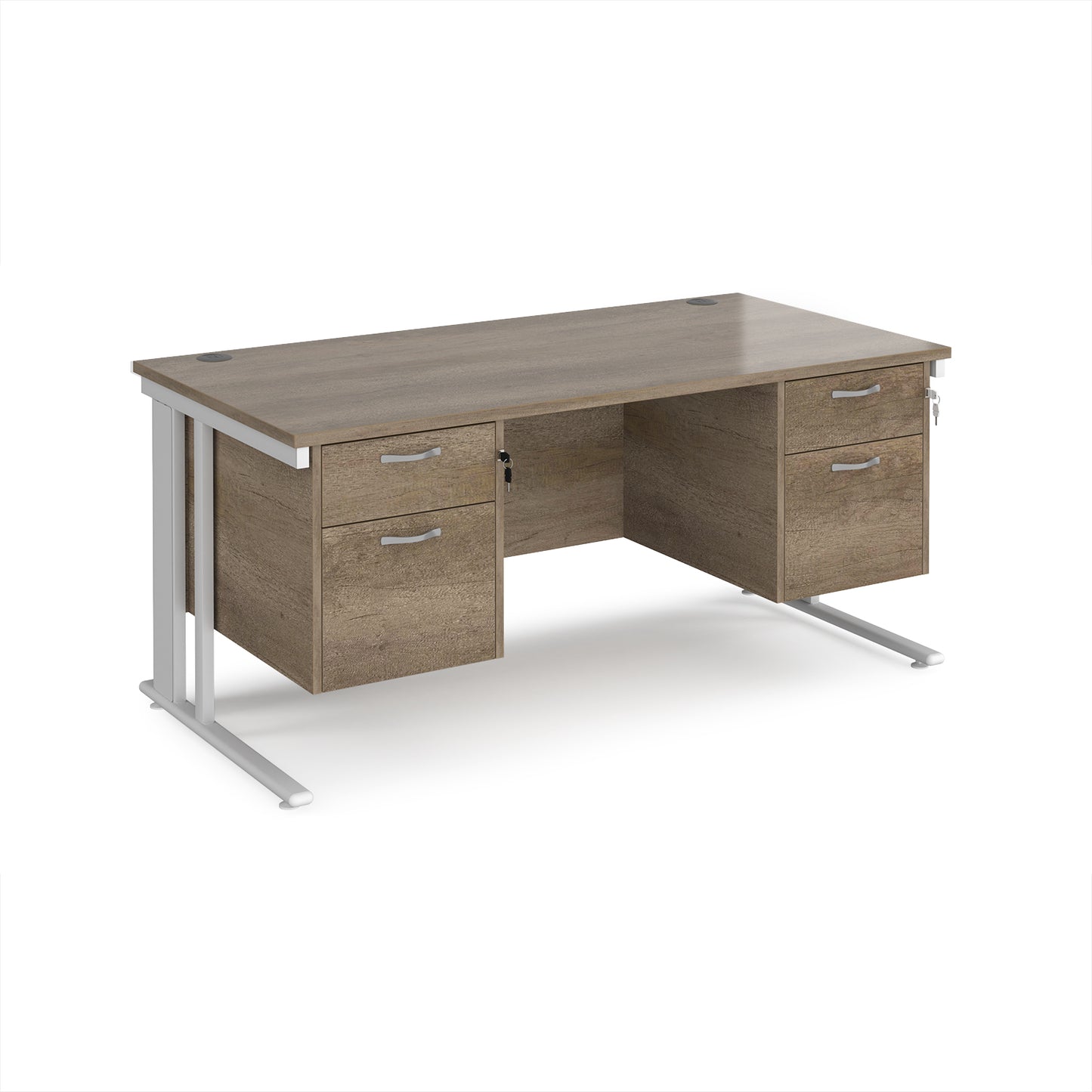 Maestro 25 cable managed 800mm deep desk with 2 x 2 drawer peds - MCM16P22WHNO