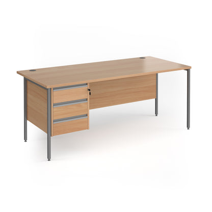 Contract 25 H-Frame straight desk with 3 drawer pedestal - CH18S3-G-B