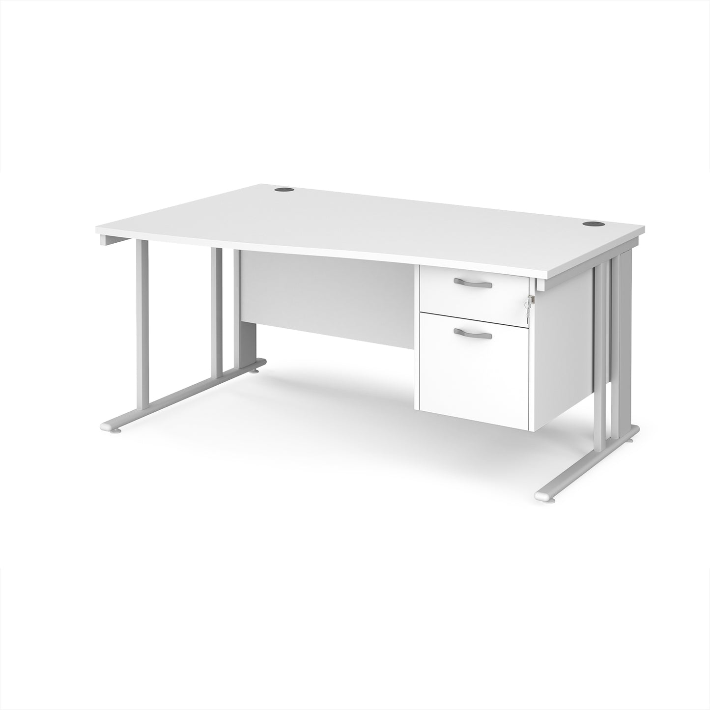 Maestro 25 cable managed left hand wave desk with 2 drawer ped - MCM16WLP2WHWH