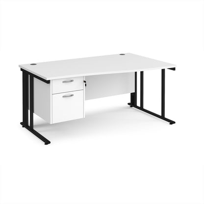 Maestro 25 cable managed right hand wave desk with 2 drawer ped - MCM16WRP2KWH