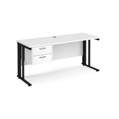 Maestro 25 cable managed 600mm deep desk with 2 drawer ped - MCM616P2KWH