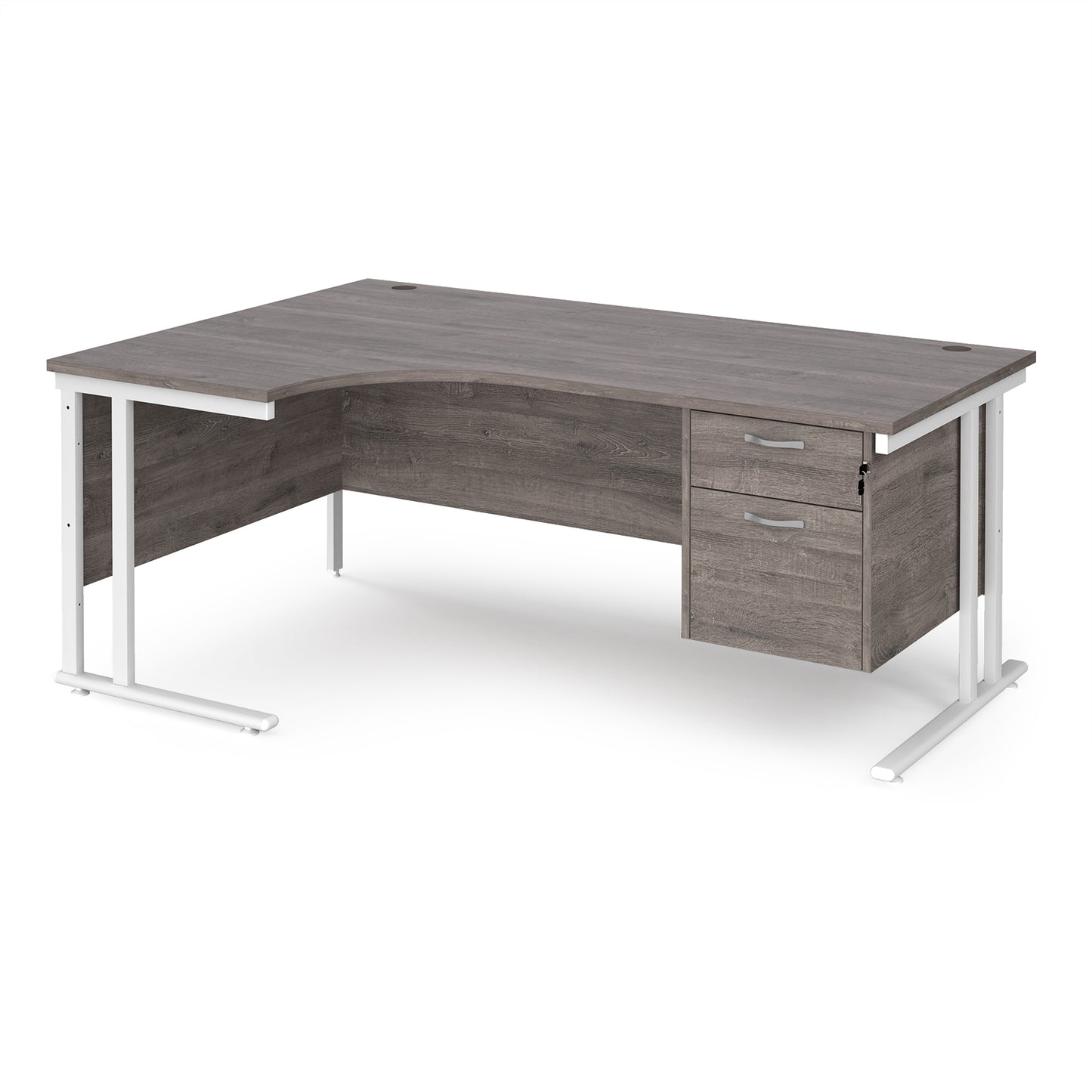 Maestro 25 cantilever left hand ergonomic desk with 2 drawer ped - MC18ELP2WHGO
