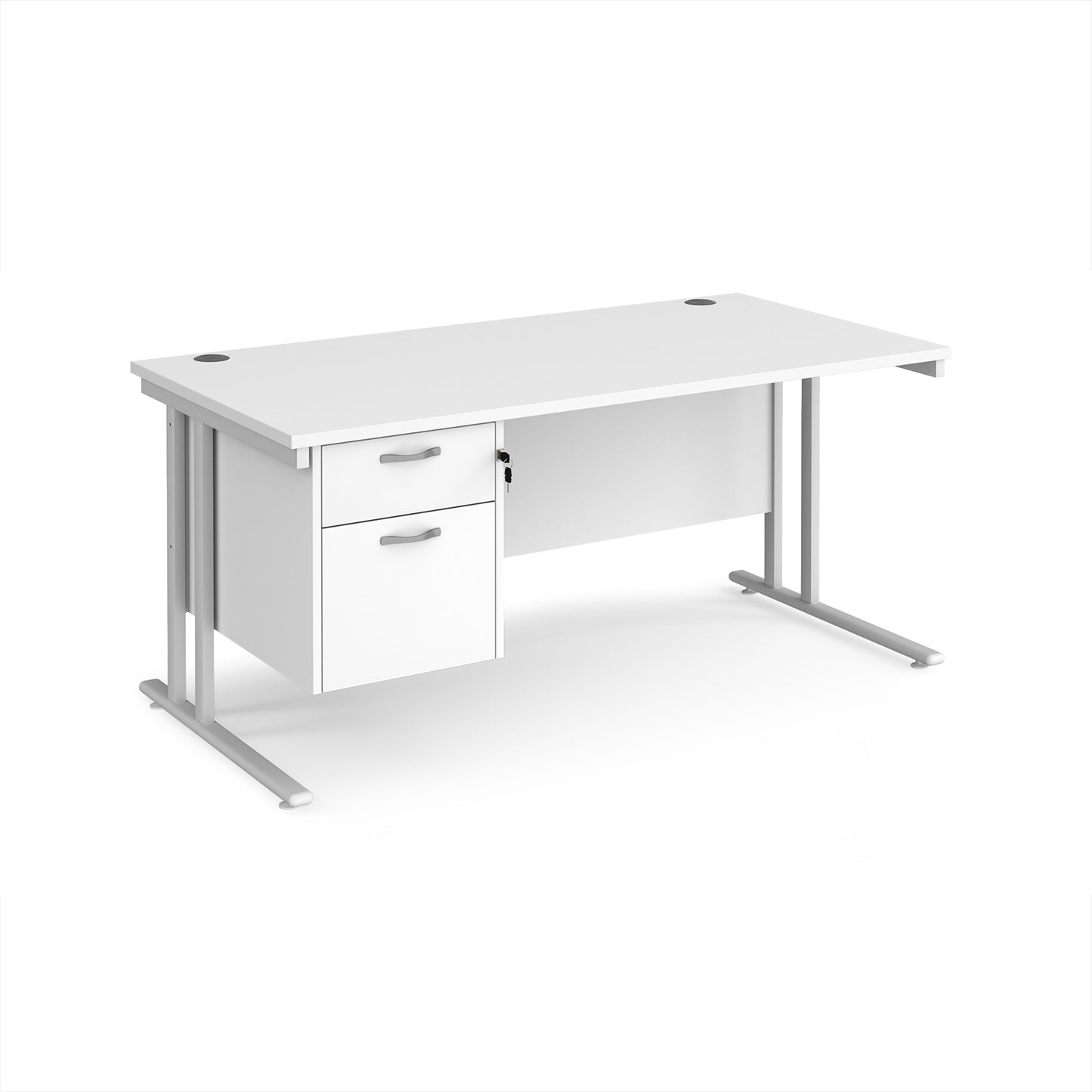 Maestro 25 cantilever 800mm deep desk with 2 drawer ped - MC16P2WHWH