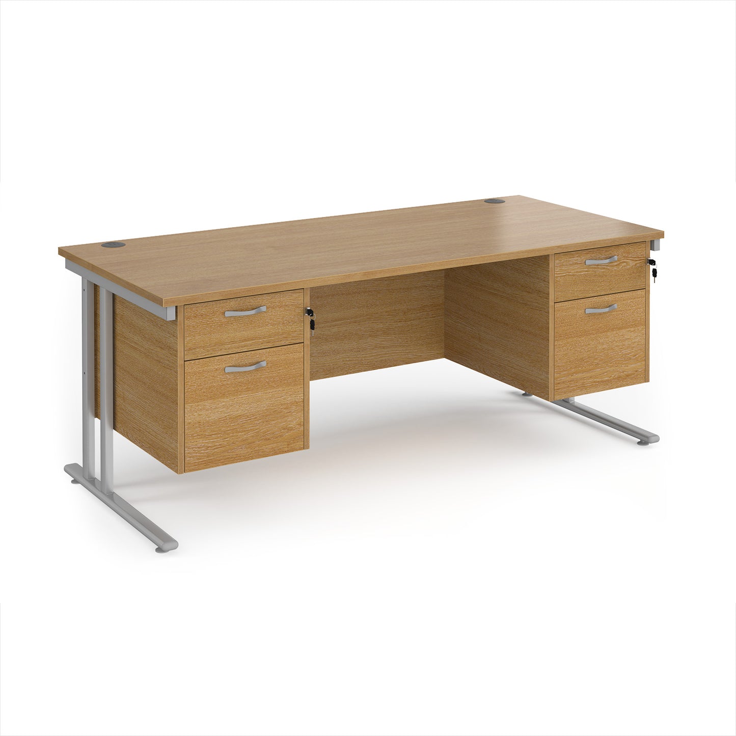 Maestro 25 cantilever 800mm deep desk with 2 x 2 drawer peds - MC18P22SO