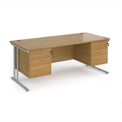 Maestro 25 cantilever 800mm deep desk with 2 x 2 drawer peds - MC18P22SO