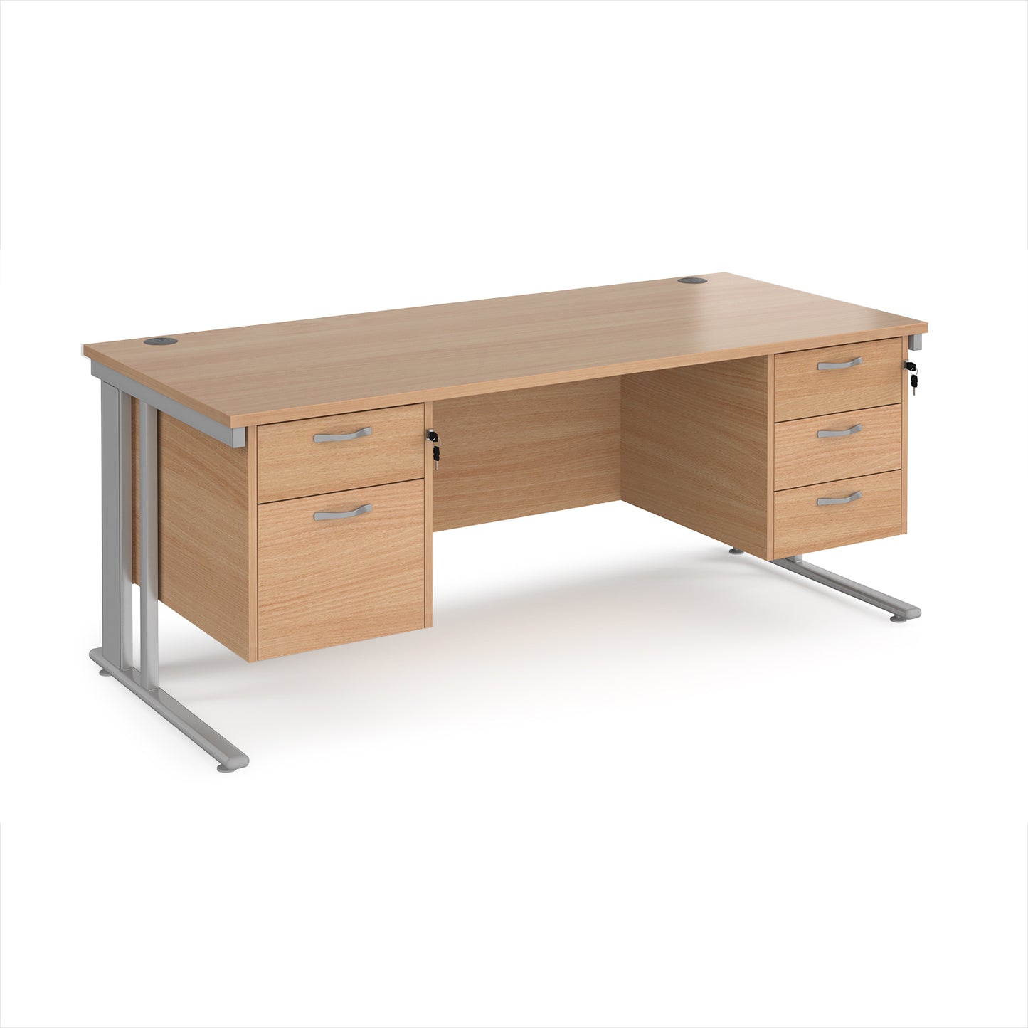 Maestro 25 cable managed 800mm deep desk with 2 & 3 drawer peds - MCM18P23SB