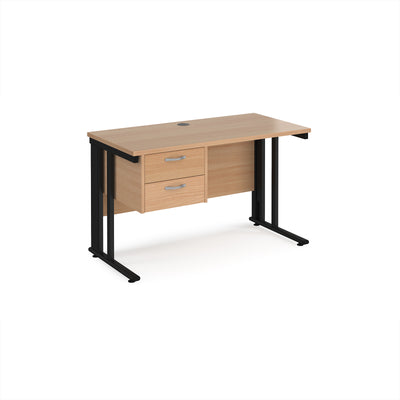 Maestro 25 cable managed 600mm deep desk with 2 drawer ped - MCM612P2KB