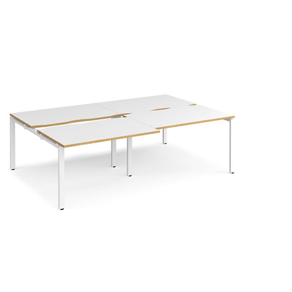 Adapt sliding top double B2B desks 1600mm deep - STE2416-WH-WO