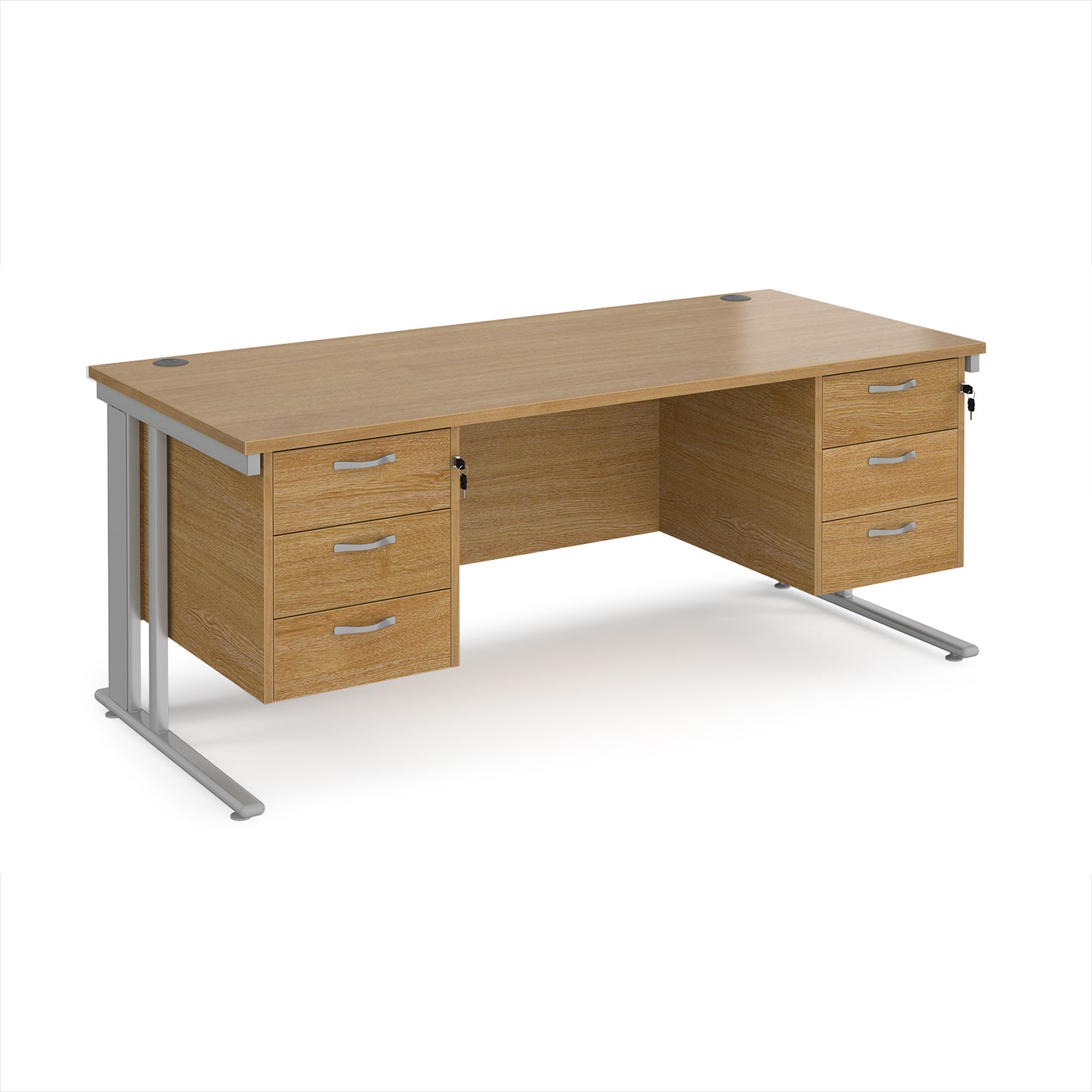 Maestro 25 cable managed 800mm deep desk with 2 x 3 drawer peds - MCM18P33SO