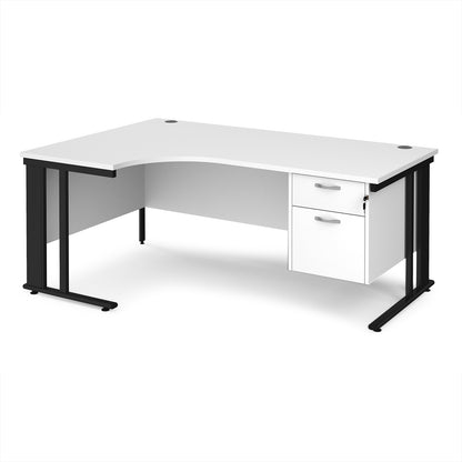 Maestro 25 cable managed left hand ergonomic desk with 2 drawer ped - MCM18ELP2KWH