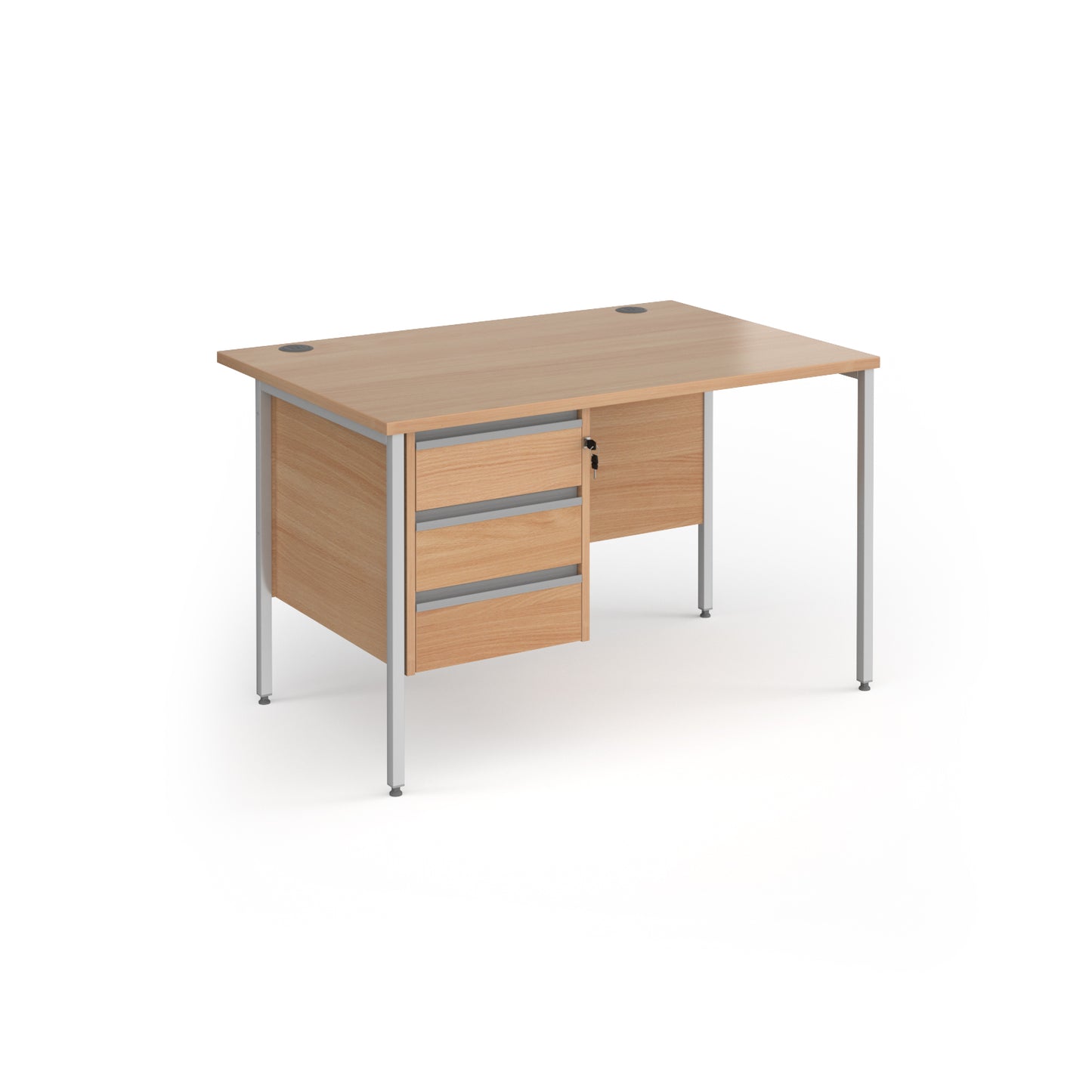 Contract 25 H-Frame straight desk with 3 drawer pedestal - CH12S3-S-B