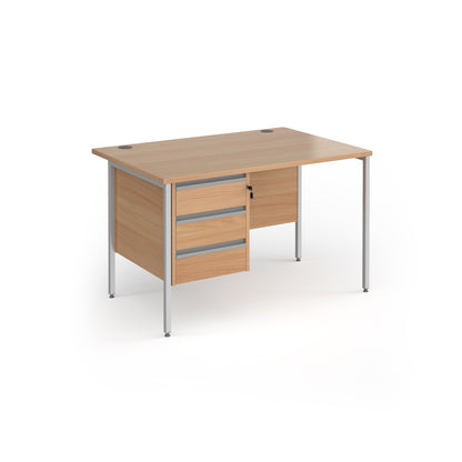 Contract 25 H-Frame straight desk with 3 drawer pedestal - CH12S3-S-B