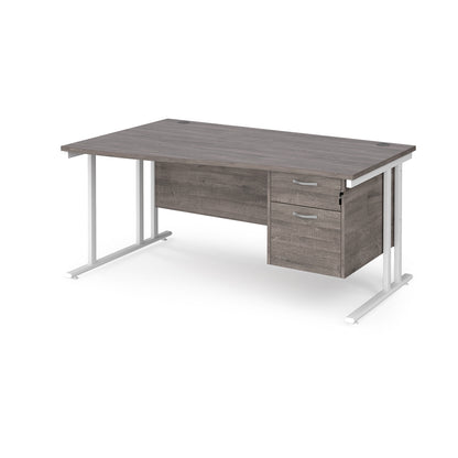 Maestro 25 cantilever left hand wave desk with 2 drawer ped - MC16WLP2WHGO