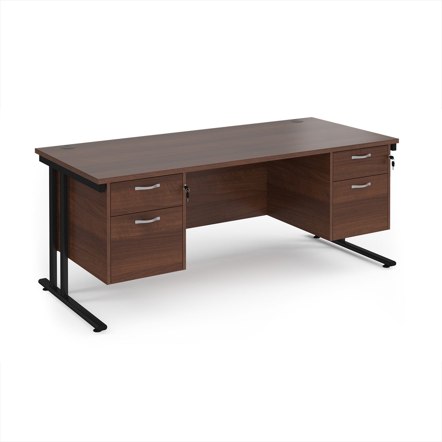 Maestro 25 cantilever 800mm deep desk with 2 x 2 drawer peds - MC18P22KW