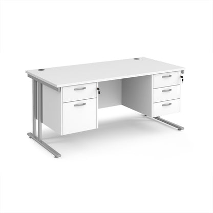 Maestro 25 cantilever 800mm deep desk with 2 & 3 drawer peds - MC16P23SWH