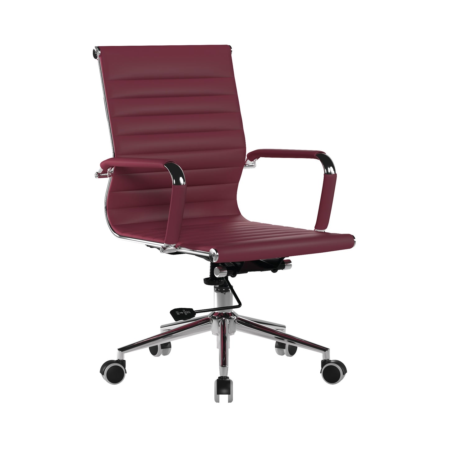 Contemporary Medium Back Bonded Leather Executive Armchair with Chrome Base