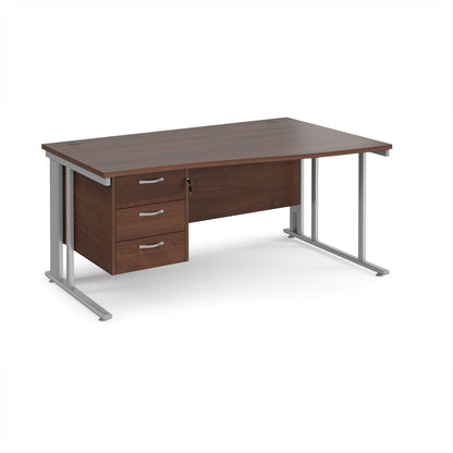 Maestro 25 cable managed right hand wave desk with 3 drawer ped - MCM16WRP3SW