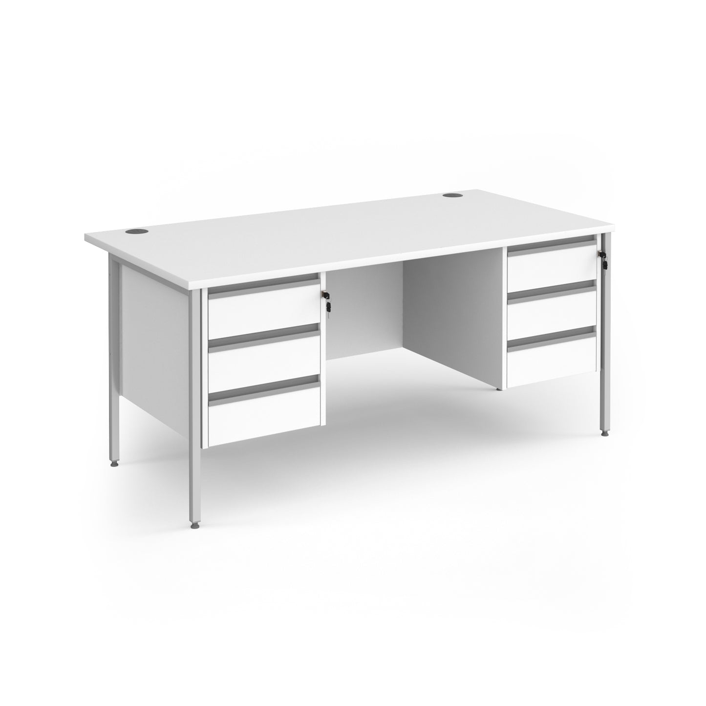 Contract 25 H-Frame straight desk with 3 and 3 drawer peds - CH16S33-S-WH