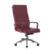 Bonded Leather High Back Swivel Armchair with Individual Back Cushions and Chrome Arms & Base