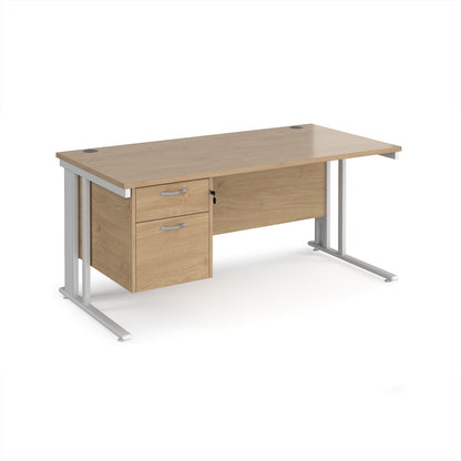 Maestro 25 cable managed 800mm deep desk with 2 drawer ped - MCM16P2WHKO