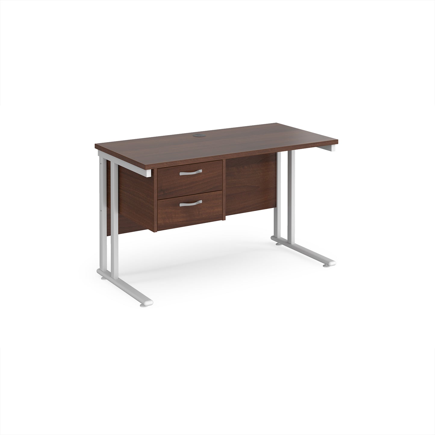 Maestro 25 cantilever 600mm deep desk with 2 drawer ped - MC612P2WHW