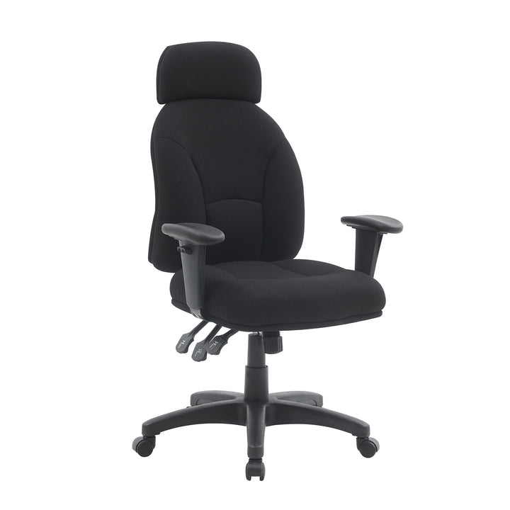 24 Hour High Back 3 Lever Fabric Operator Chair with Height Adjustable Arms