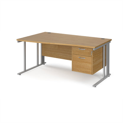 Maestro 25 cable managed left hand wave desk with 2 drawer ped - MCM16WLP2SO
