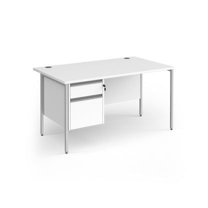 Contract 25 H-Frame straight desk with 2 drawer pedestal - CH14S2-S-WH